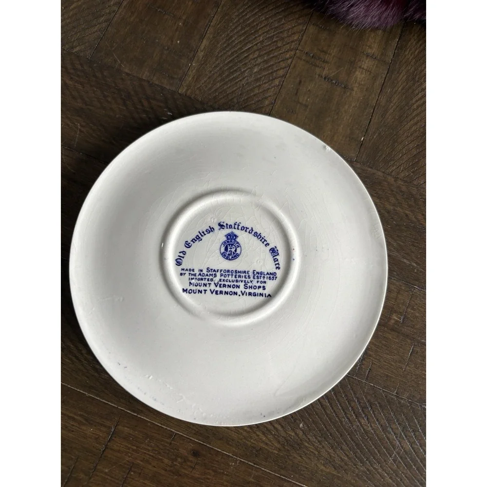 Adams Pottery Blue TransferWare Mt Vernon Tea Pot‎ Trivet Staffordshire England
